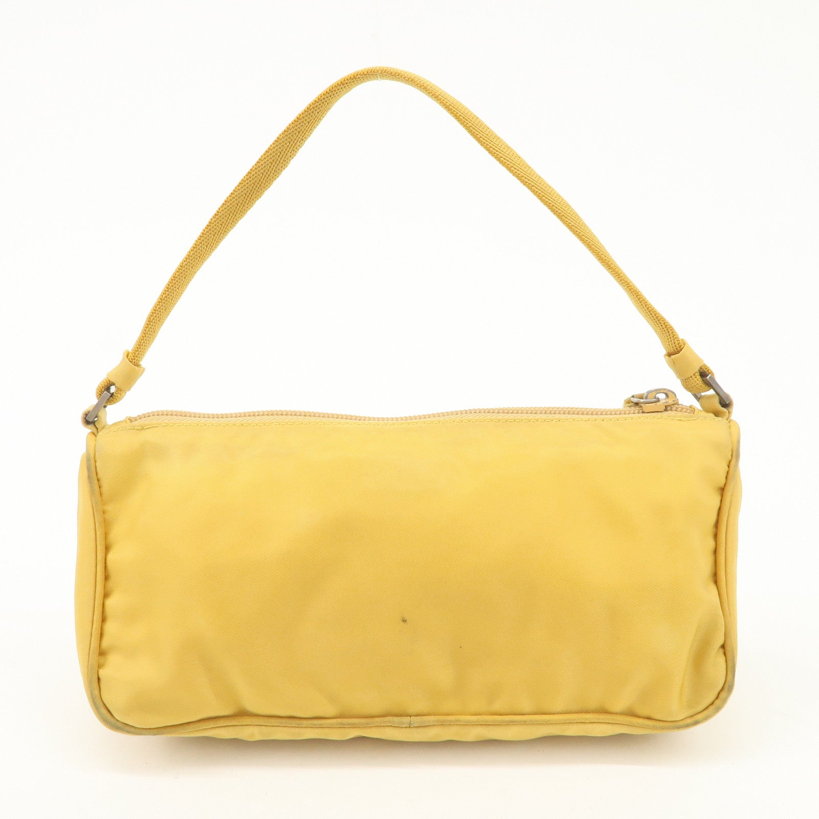 PRADA Triangle Logo Nylon Pouch Shoulder Bag Hand Bag Yellow