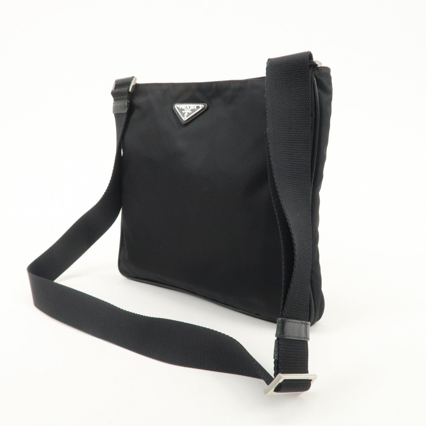 PRADA Triangle Logo Nylon Shoulder Bag Crossbody Bag Black