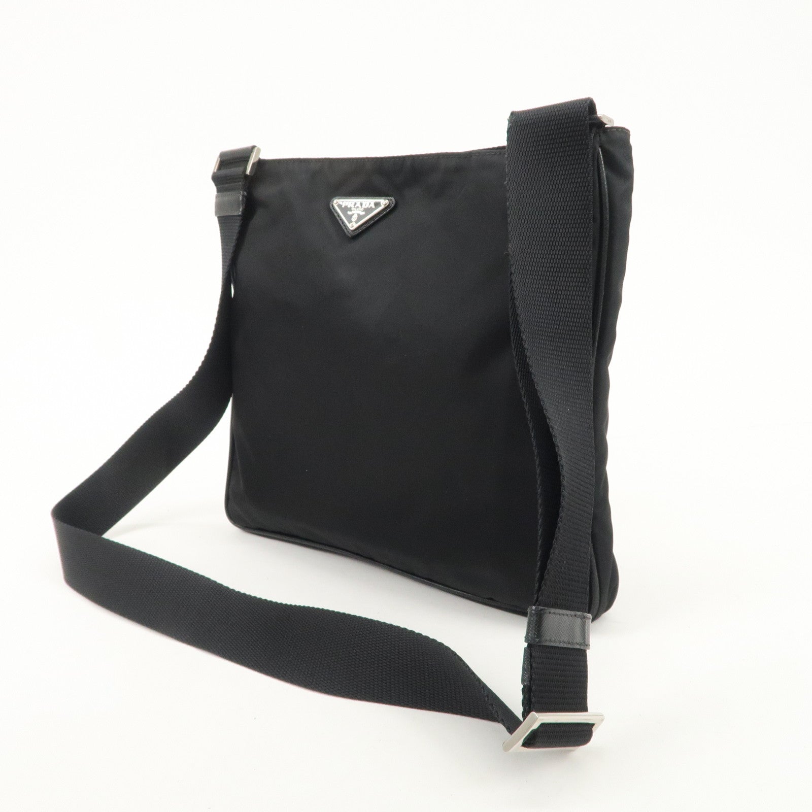 PRADA Triangle Logo Nylon Shoulder Bag Crossbody Bag Black
