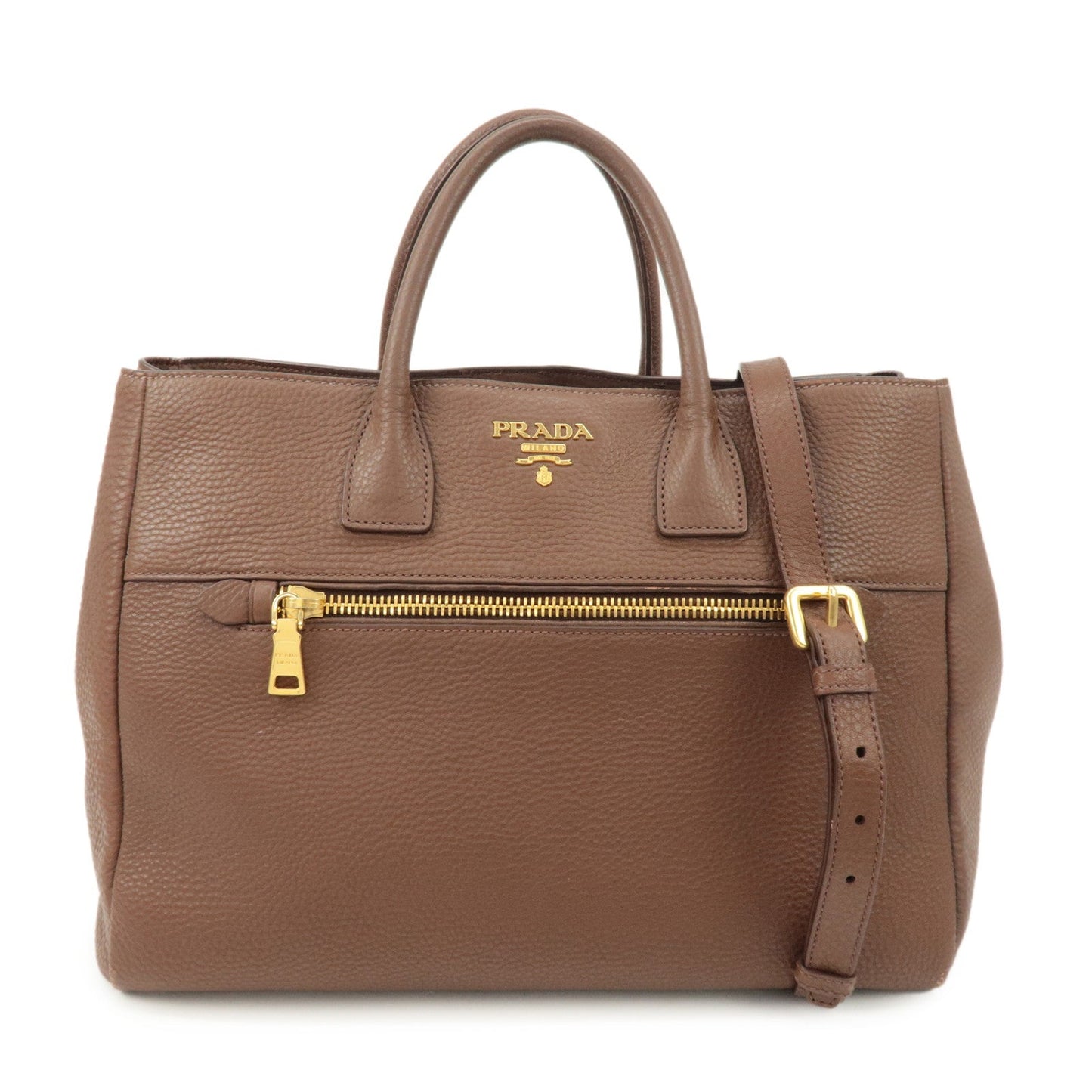 PRADA Vitello Daino Leather 2Way Tote Bag Shoulder Bag BN2545