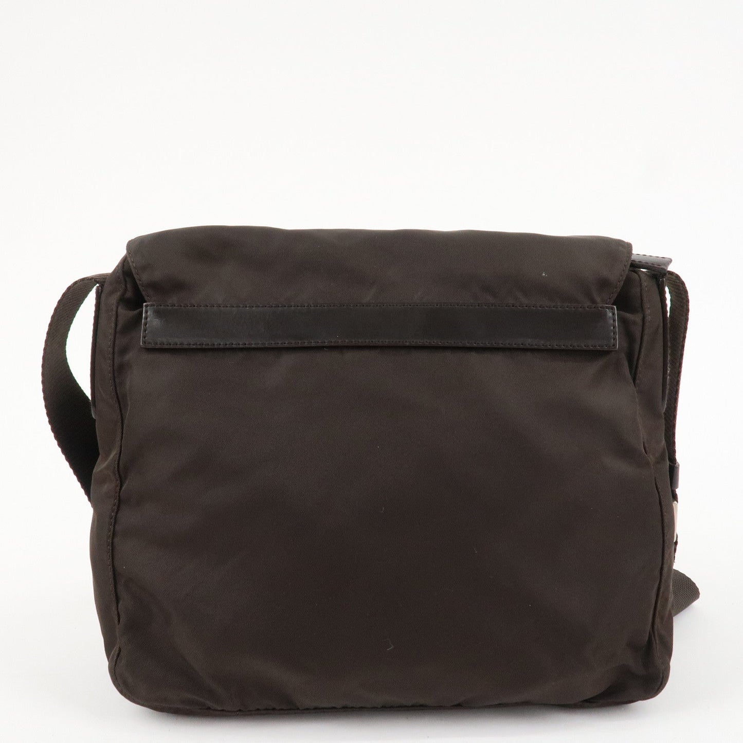 PRADA Triangle Logo Nylon Leather Shoulder Bag Crossbody Bag Brown