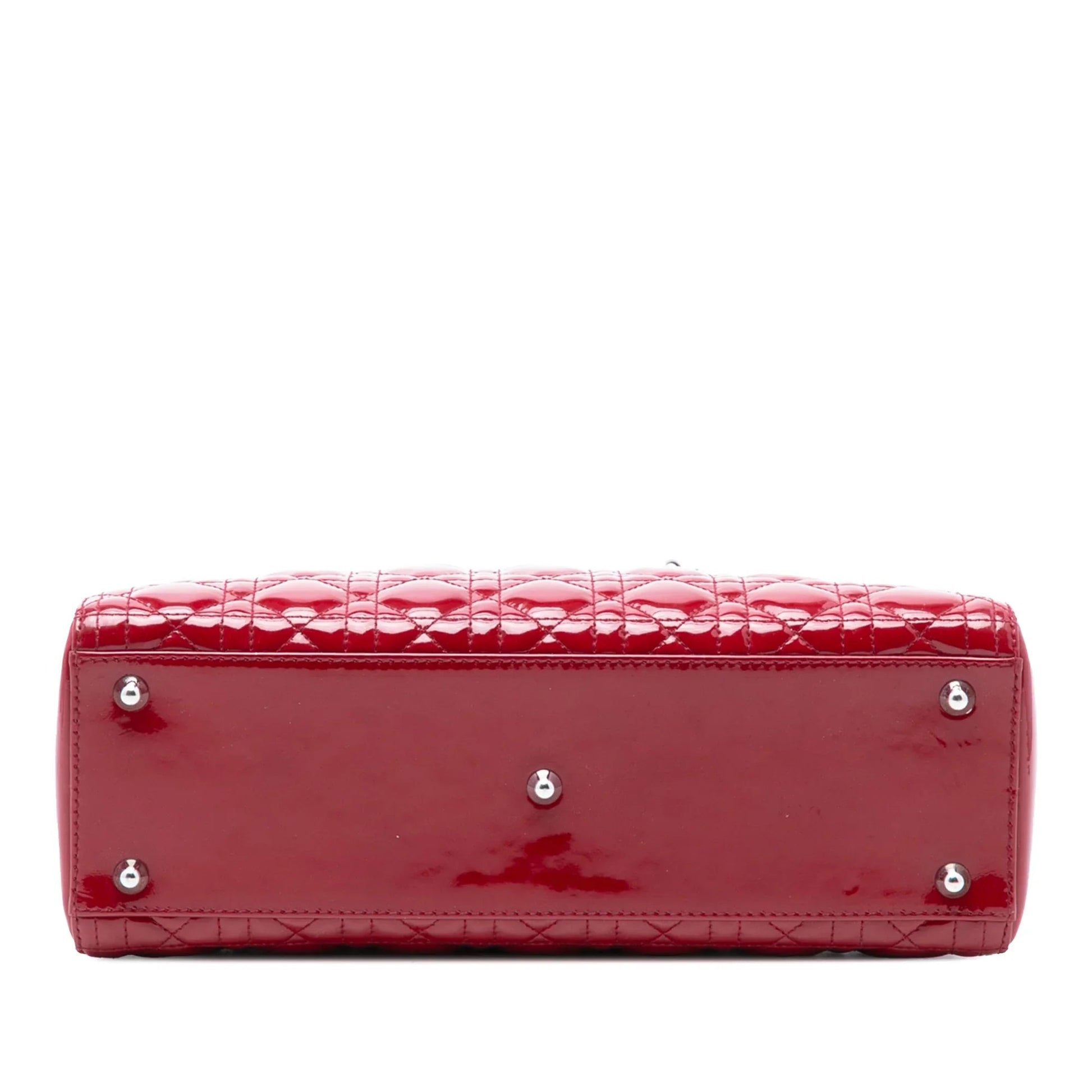 Red Dior Large Patent Cannage Lady Dior Satchel