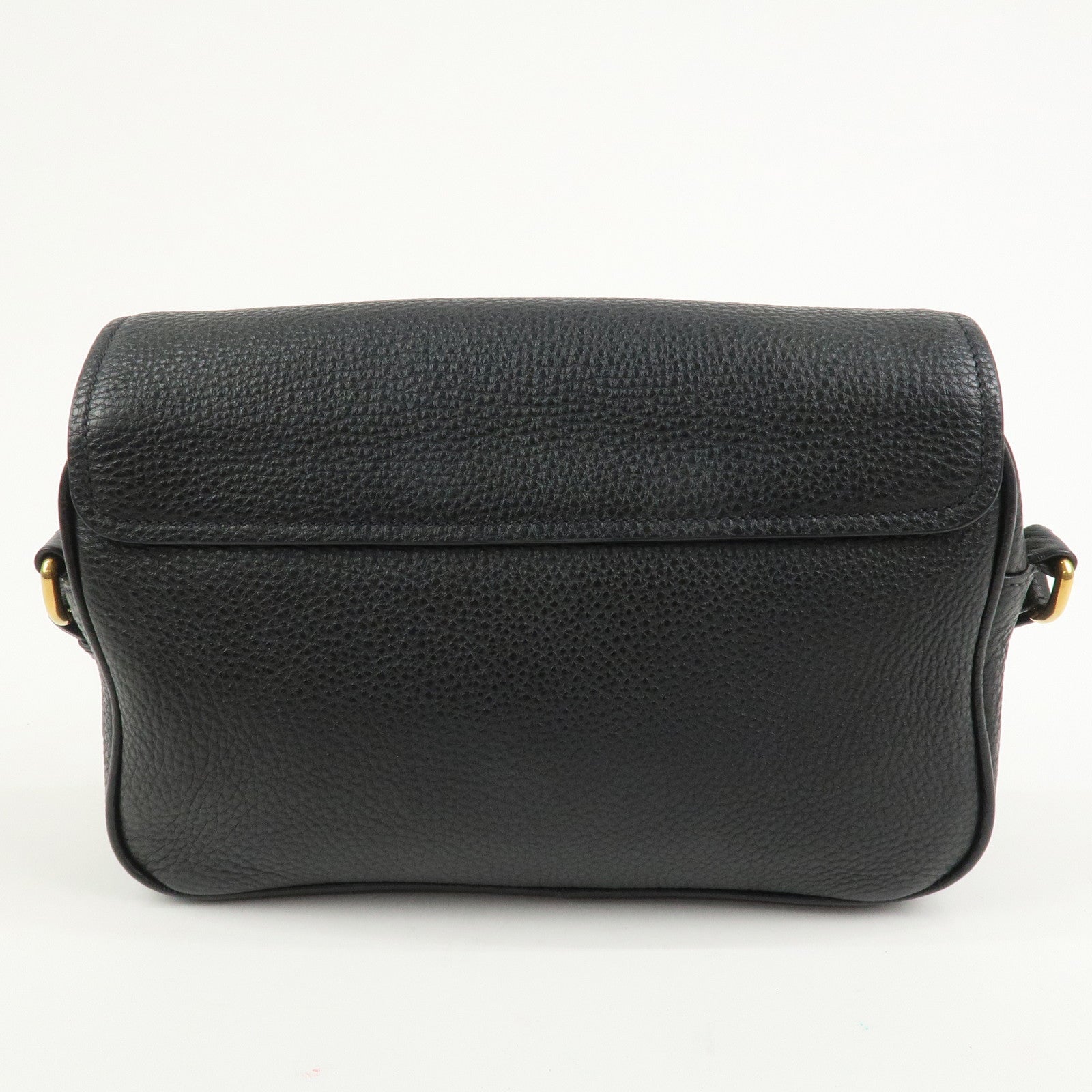 PRADA Logo Leather Shoulder Bag Black 1BD163