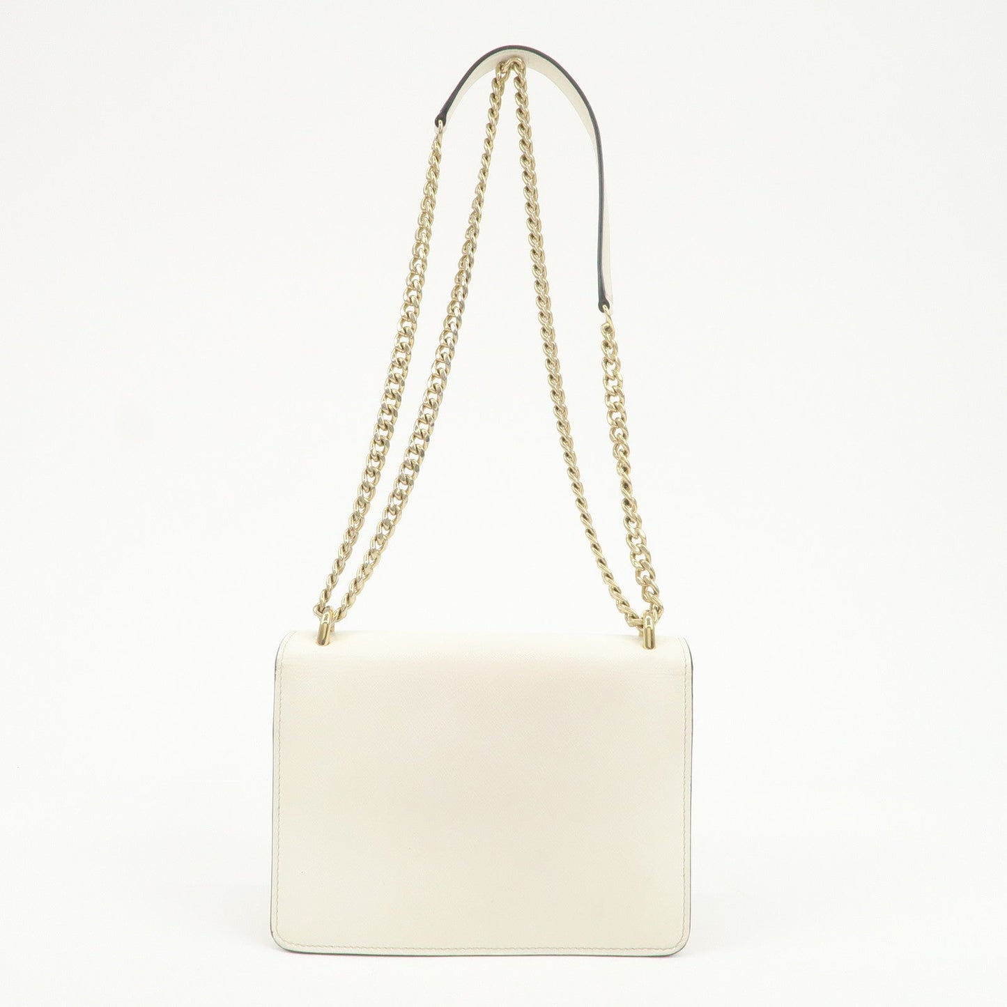 PRADA Triangle Logo Saffiano Leather Chain Shoulder Bag 1BD200