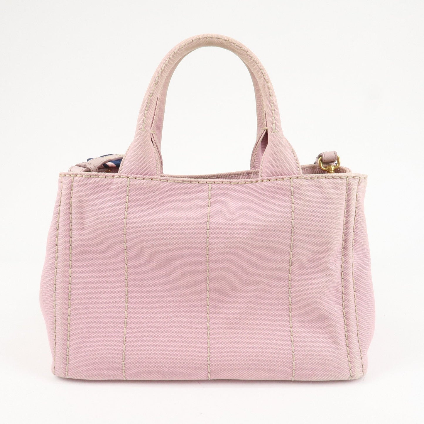 PRADA Canapa Mini Denim Hand Bag Tote Bag Pink 1BG439
