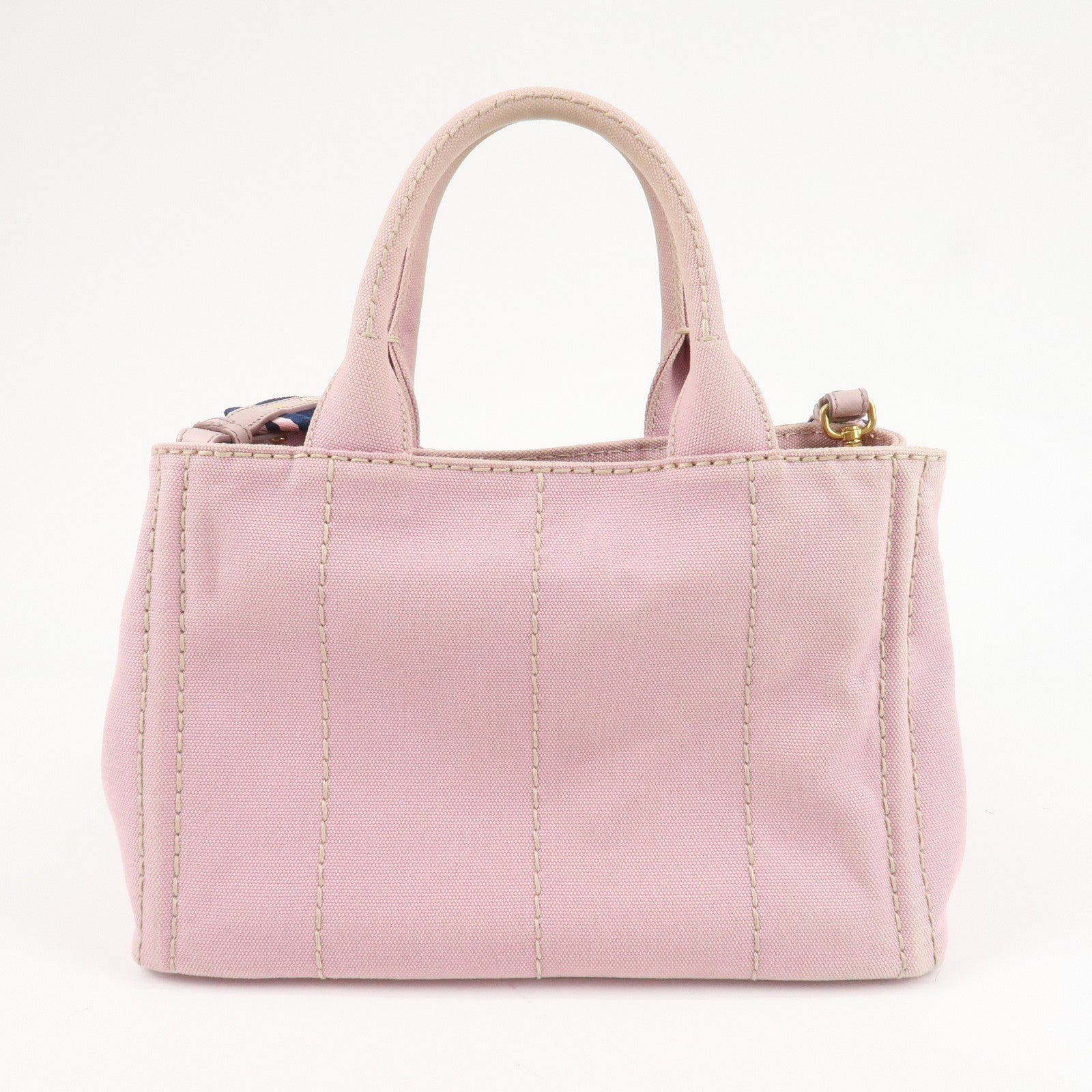 PRADA Canapa Mini Denim Hand Bag Tote Bag Pink 1BG439