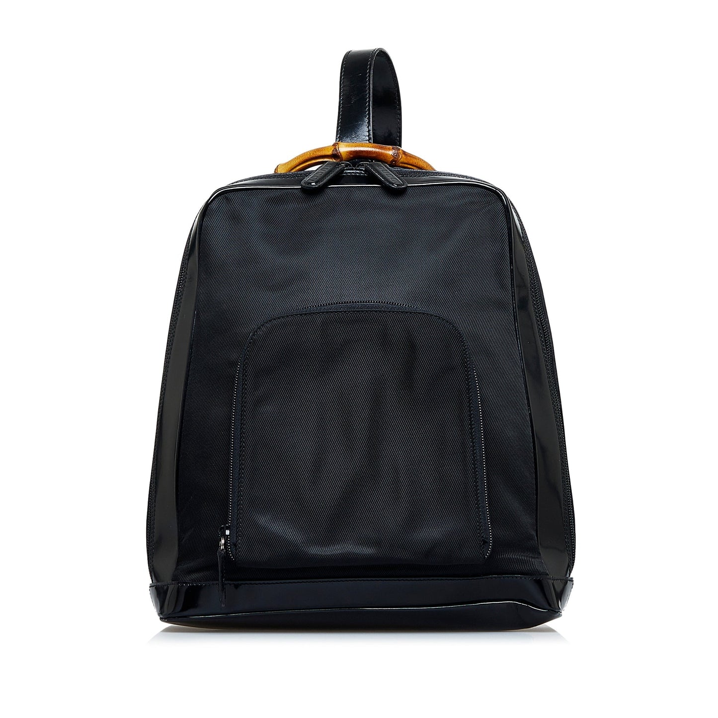 Gucci Bamboo Black Leather Canvas Backpack