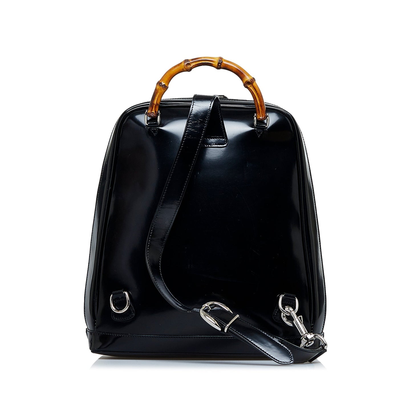 Gucci Bamboo Black Leather Canvas Backpack