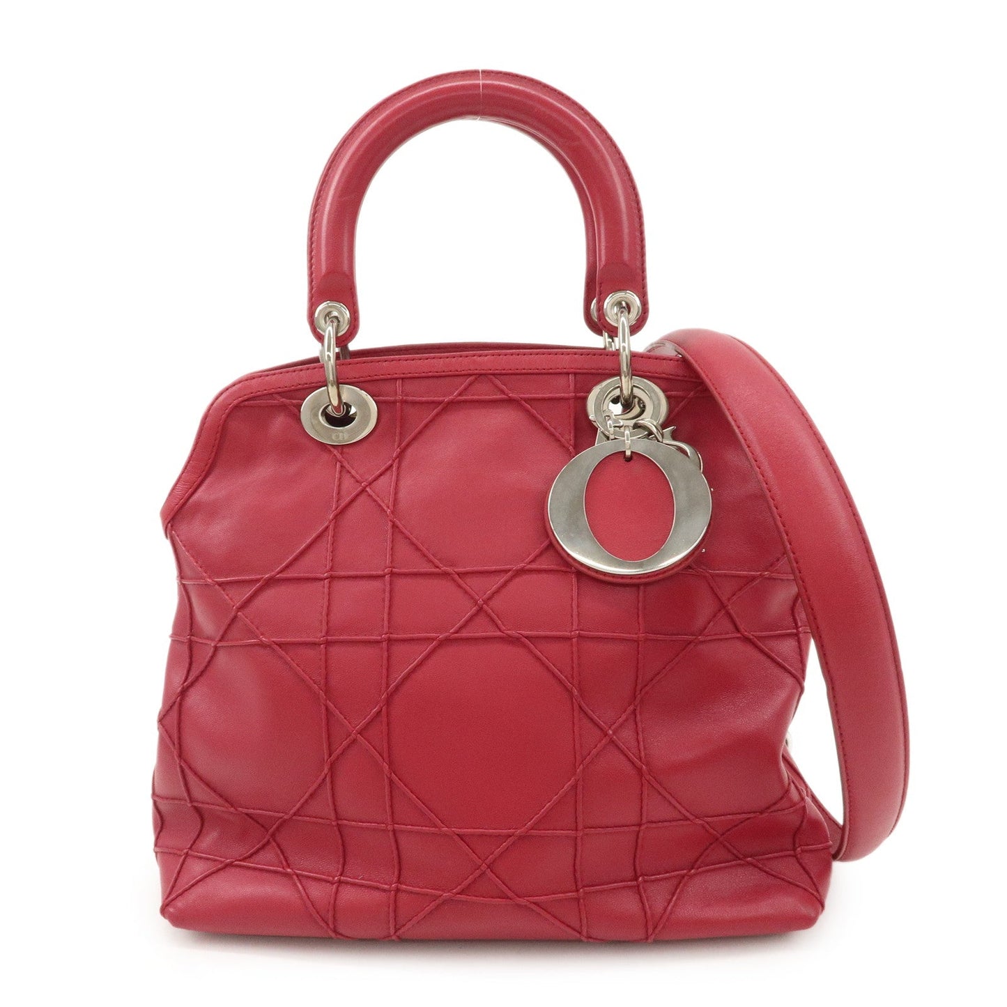 Christian Dior Leather 2Way Bag Hand Bag Shoulder Bag Pink