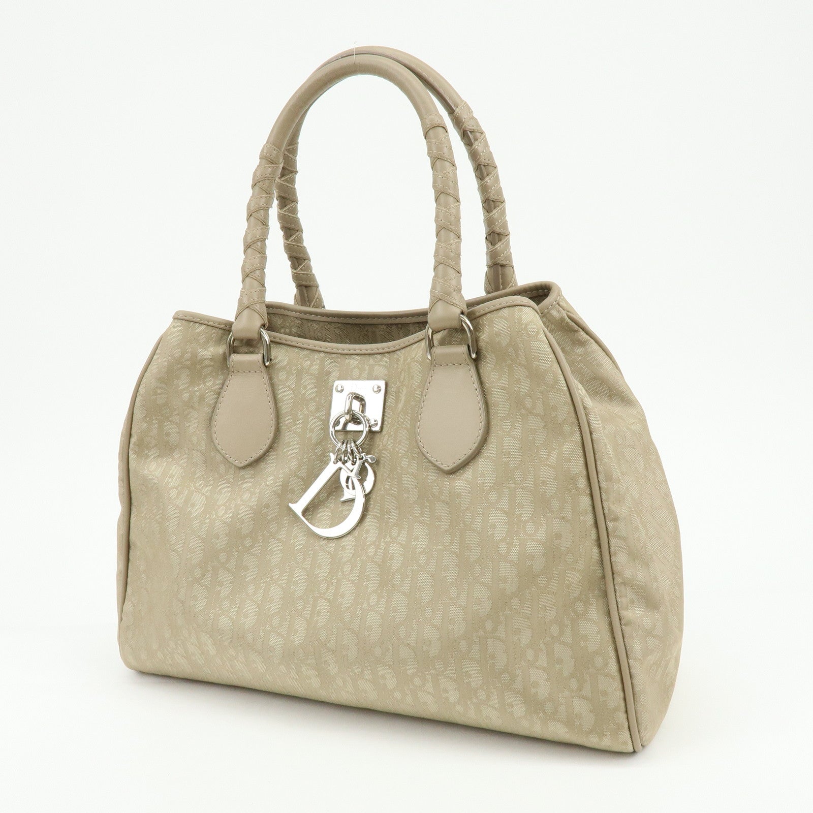 Christian Dior Romantic Trotter PVC Leather Hand Tote Bag Beige