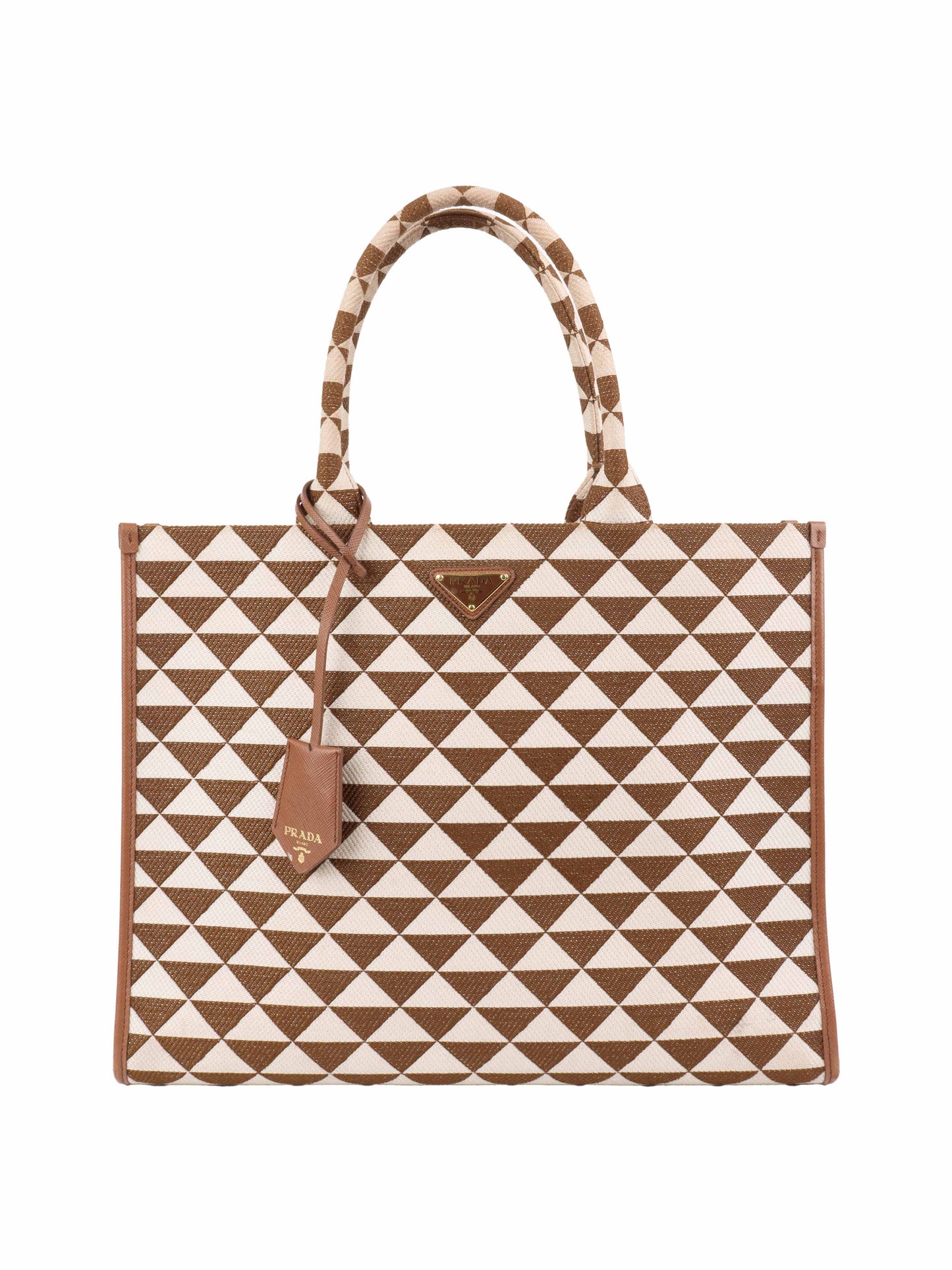 Prada Brown & Cream Large Symbole Tote.