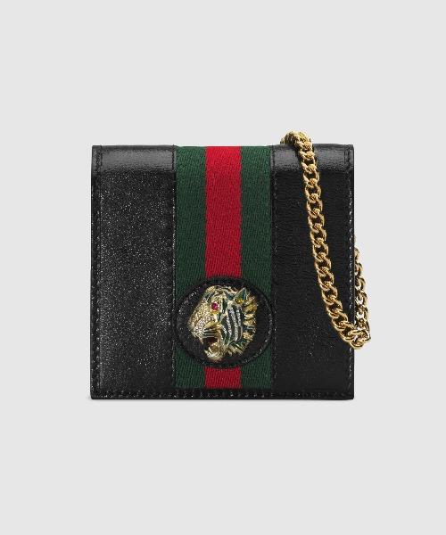 Gucci Rajah Chain Case Wallet Black