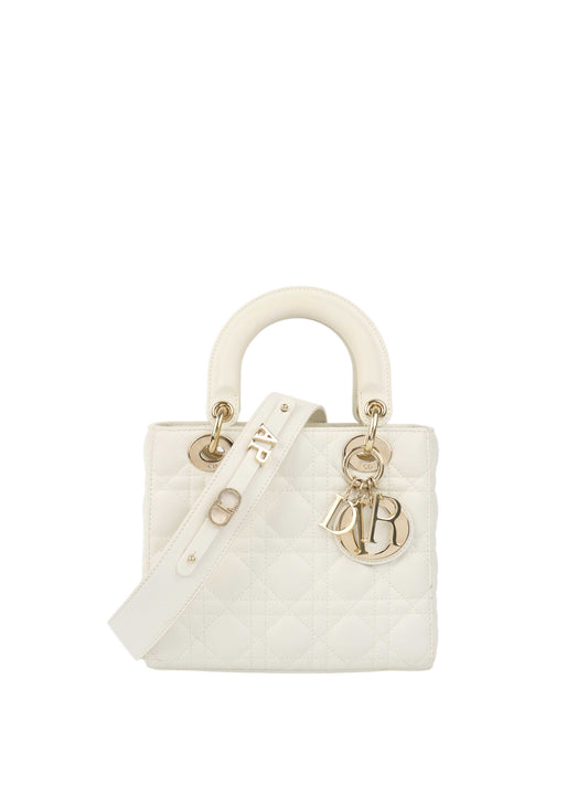 Dior White Small Lady Dior Bag GHW.