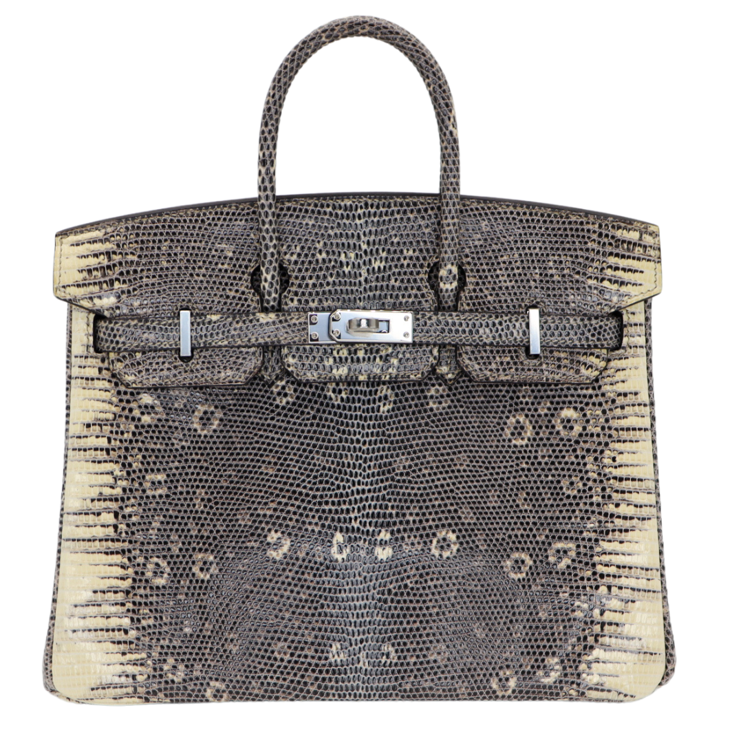 Hermes25cm Birkin Ombre Lizard Palladium Hardware