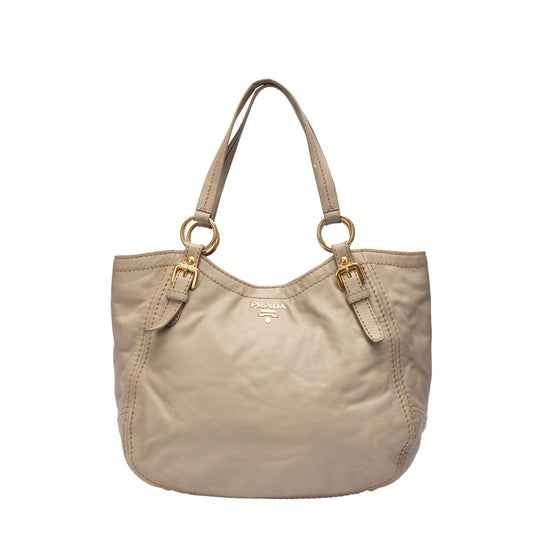 Prada Grey Leather Shoulder Bag