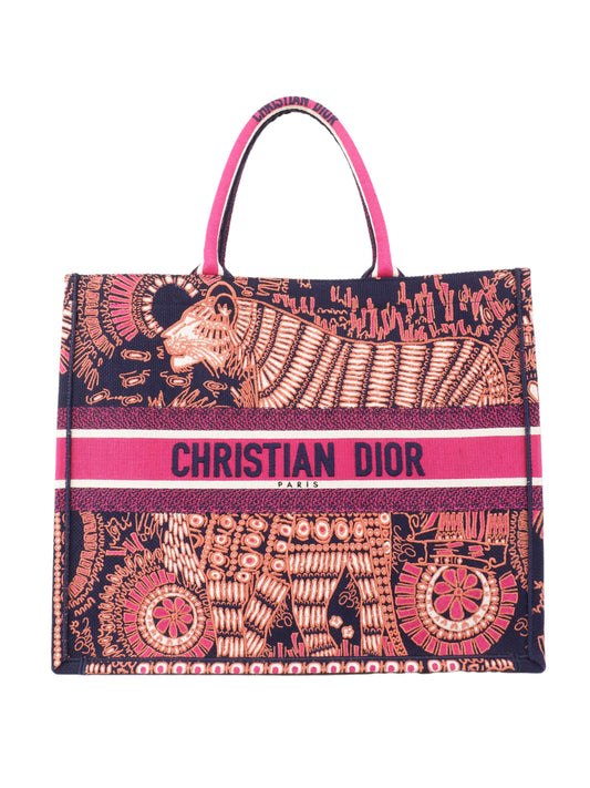 Dior Limited Edition Animal Embroidered Large Book Tote.