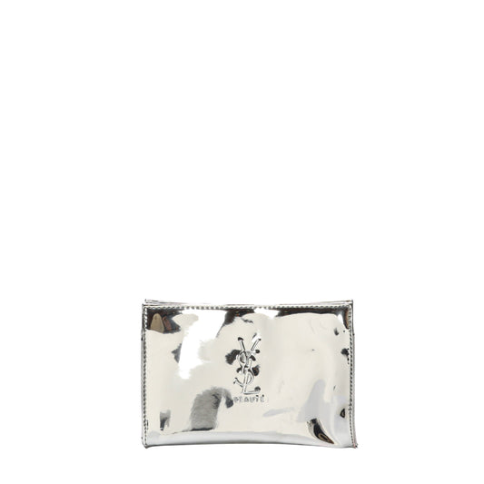Yves Saint Laurent Silver Beauty Pouch Luxury Handbag