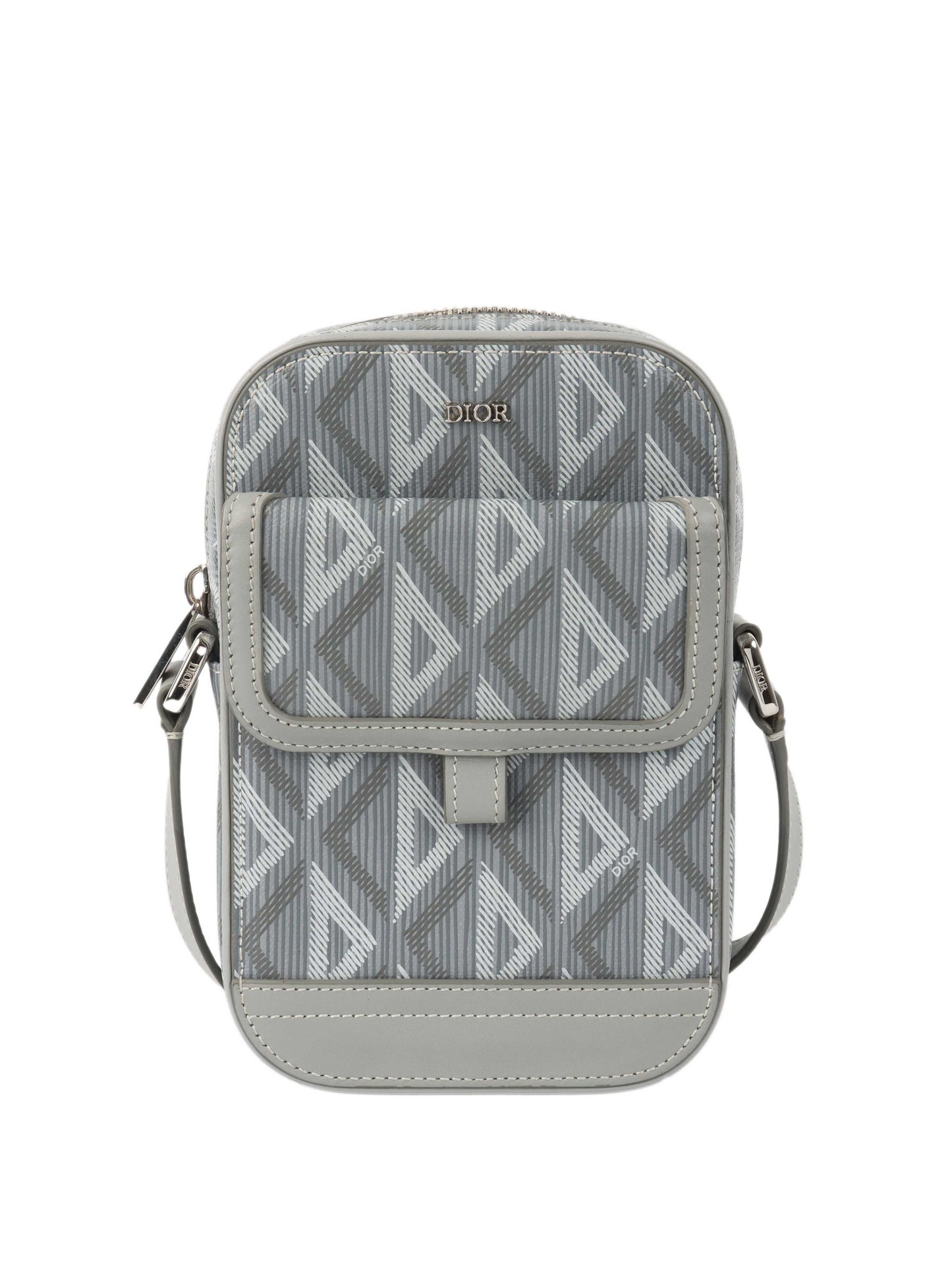 Dior Silver 'Hit The Road' Vertical Crossbody Pouch.