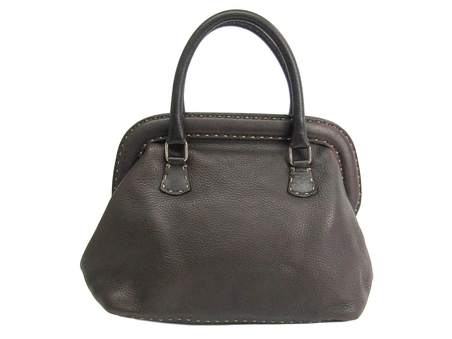 Fendi Gray Calfskin Leather Selleria Frame Doctor Bag ( )