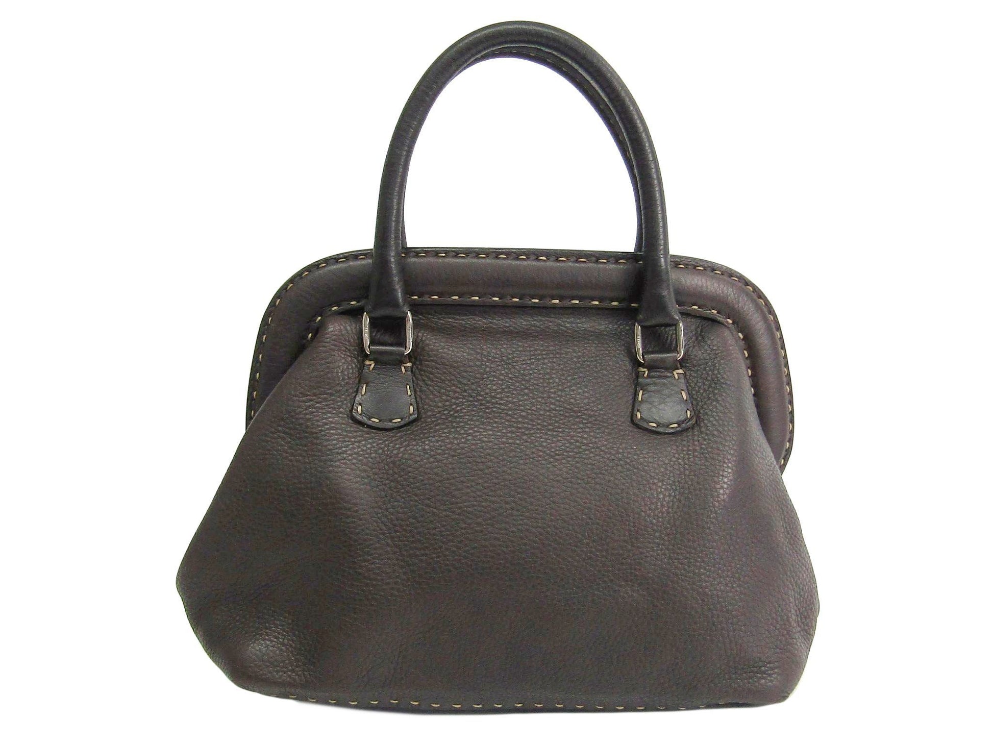 Fendi Gray Calfskin Leather Selleria Frame Doctor Bag ( )