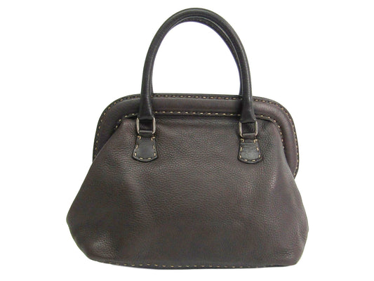 Fendi Gray Calfskin Leather Selleria Frame Doctor Bag ( )