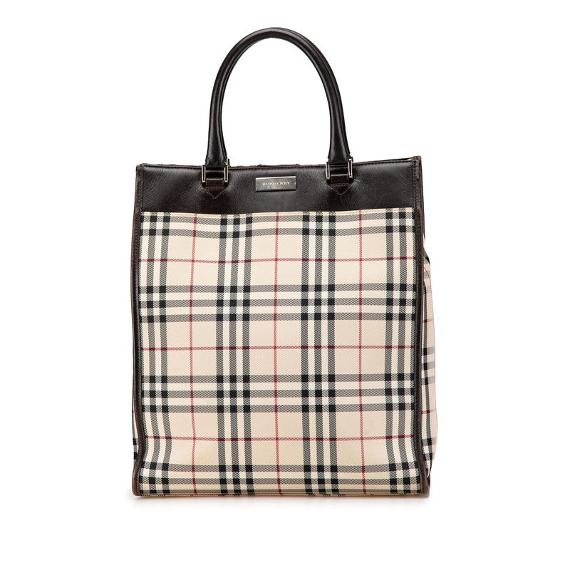 Burberry Nova Check Canvas Leather Handbag