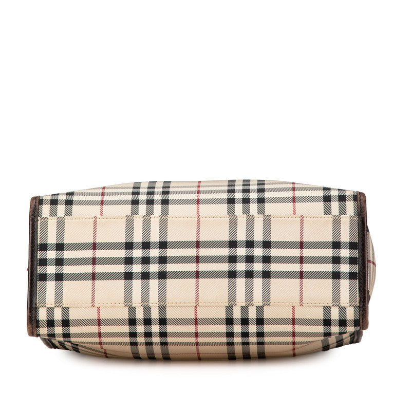 Burberry Nova Check Canvas Leather Handbag