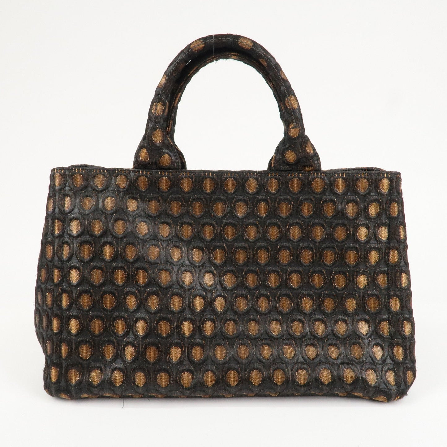 PRADA Canapa Canvas Tote Bag Hand 2Way Bag Black Orange BN1877