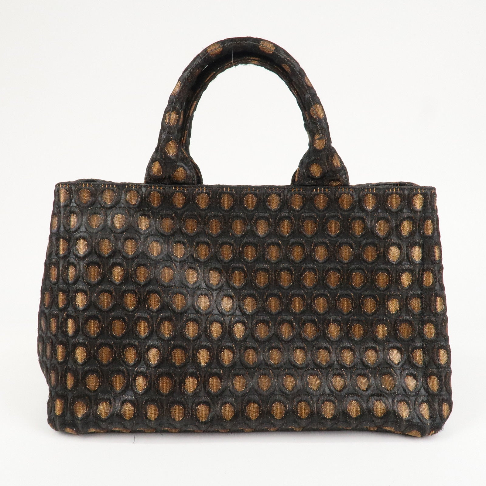 PRADA Canapa Canvas Tote Bag Hand 2Way Bag Black Orange BN1877