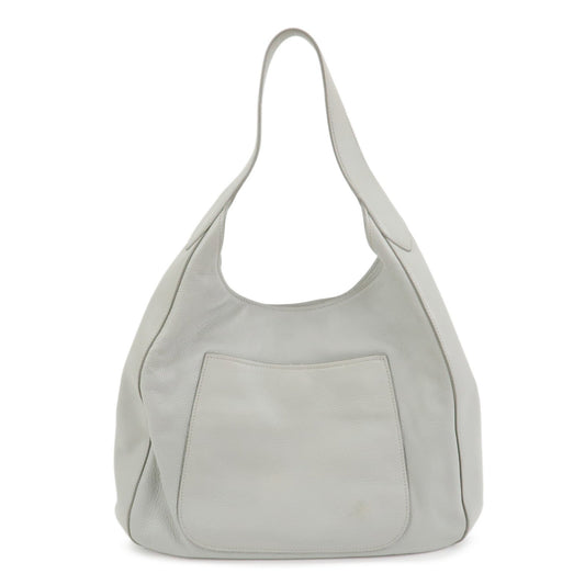 PRADA Logo Leather Shoulder Bag Hand Bag Gray 1BC013