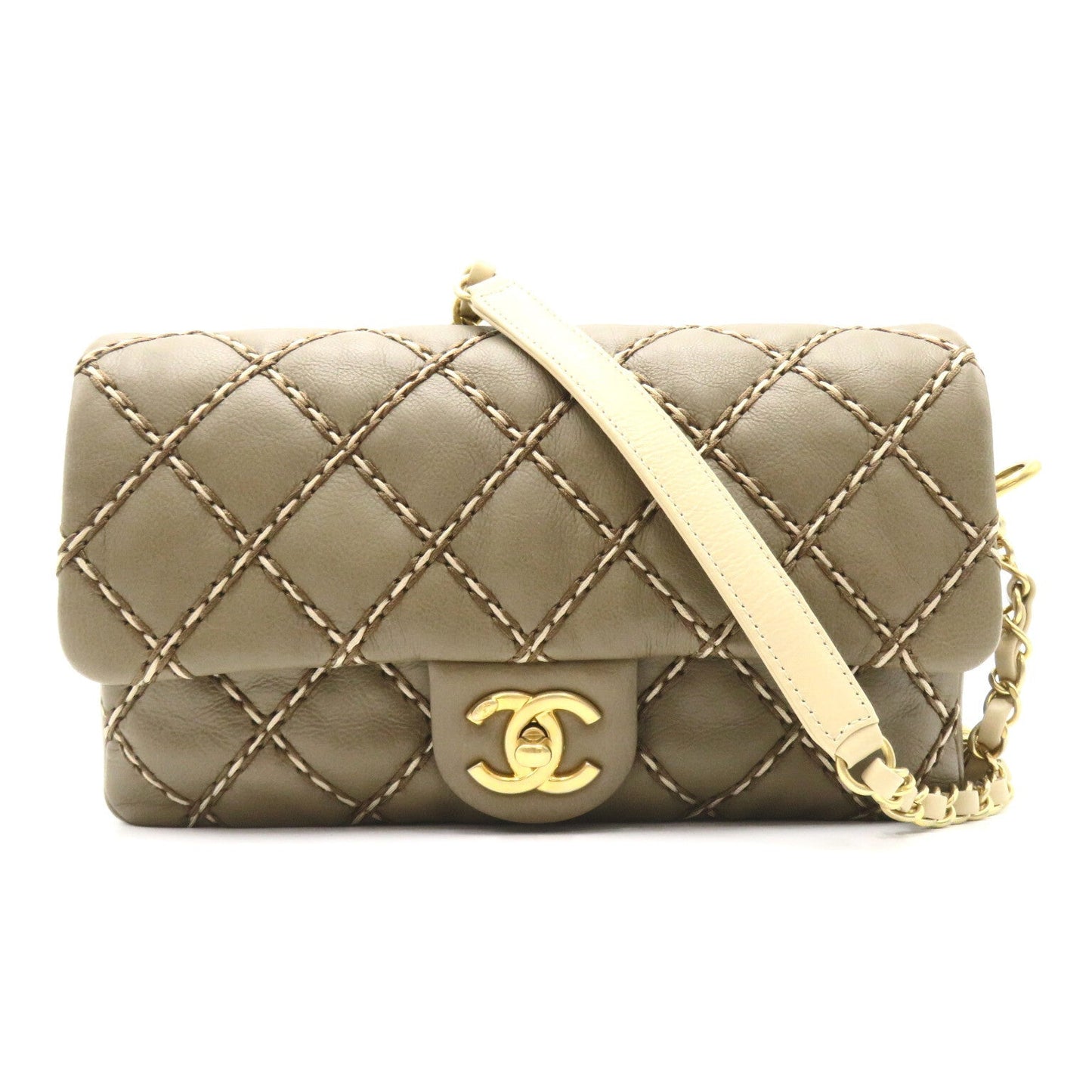 CHANEL CHANEL Chain Sder Chain Shoulder Bag Beige Range
