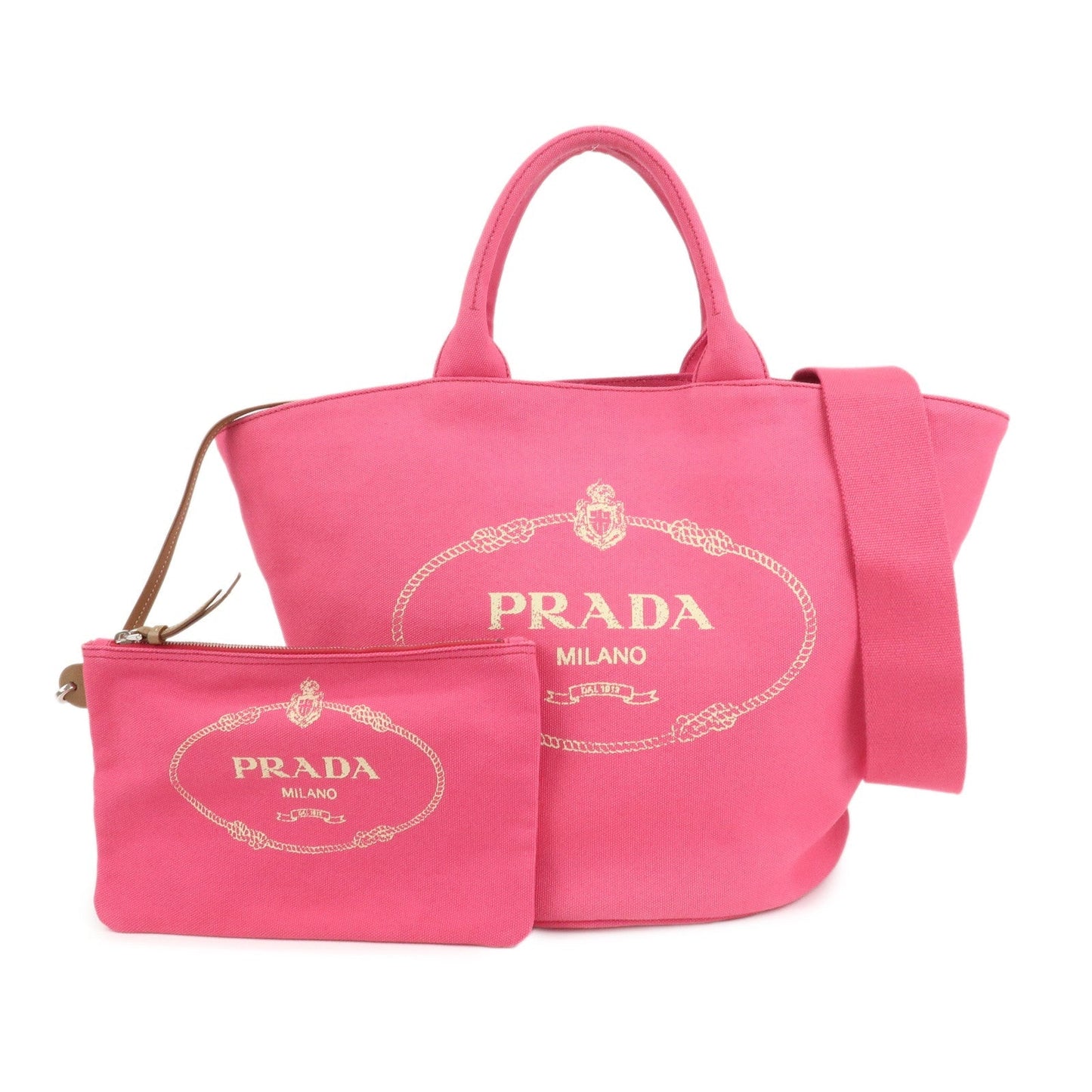PRADA Canapa Canvas 2Way Bag Tote Bag Shoulder Bag Pink 1BG163