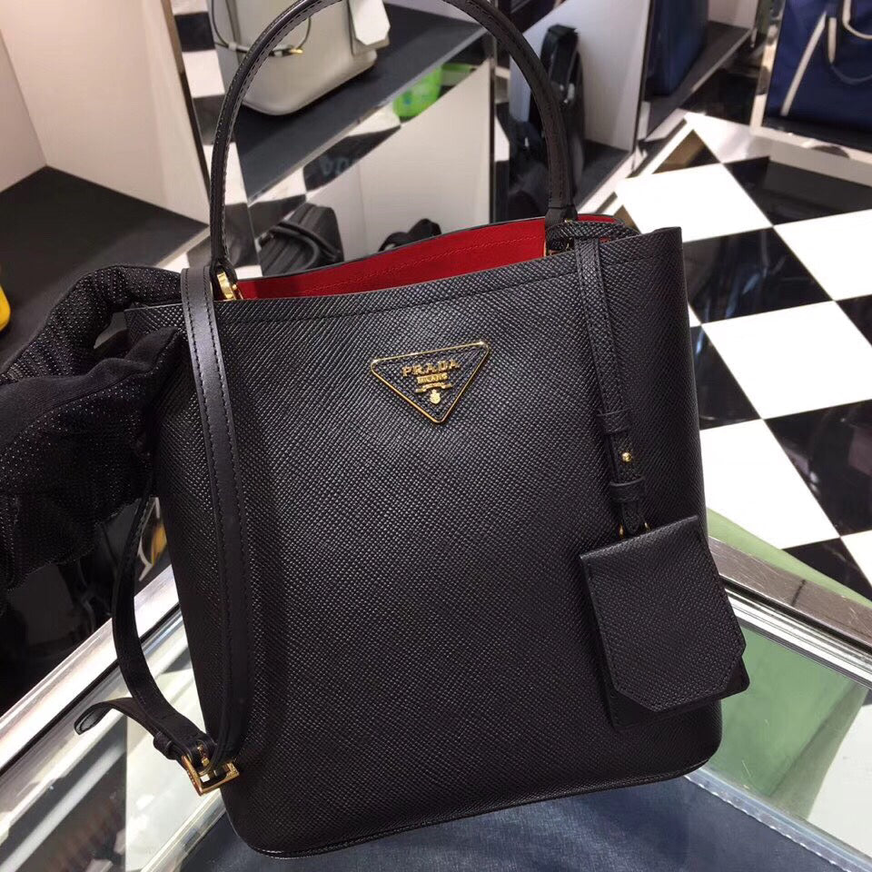 Prada Black Saffiano South Double Medium Bag
