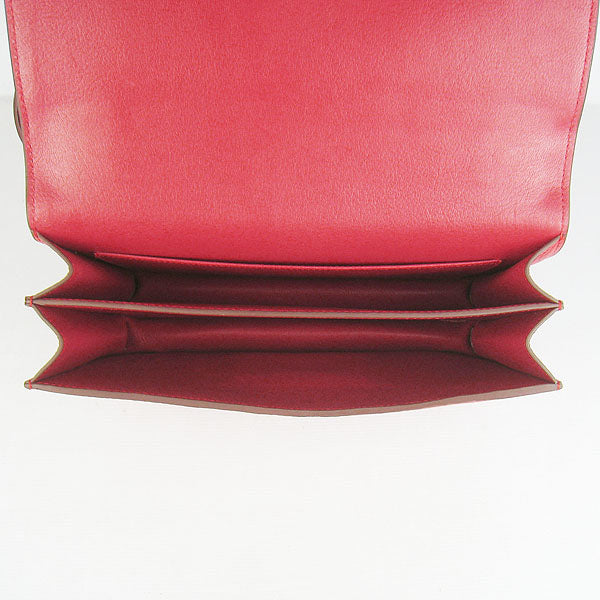 Luxury Hermes Calf Leather Message Bag Red Golden