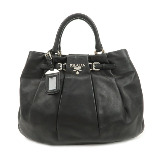 PRADA Soft Calf Leather 2Way Shoulder Bag Hand Bag Black BN1200