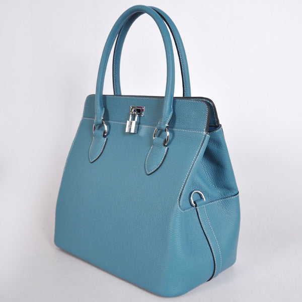 Luxury Hermes Toolbox Ladies 2way Blue Handbag