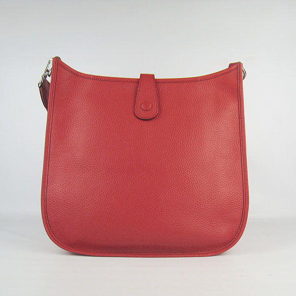 Luxury Hermes Evelyne I handbag red silver