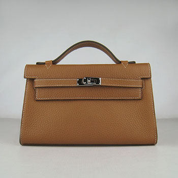 Luxury Hermes Kelly 22cm handbag light coffee