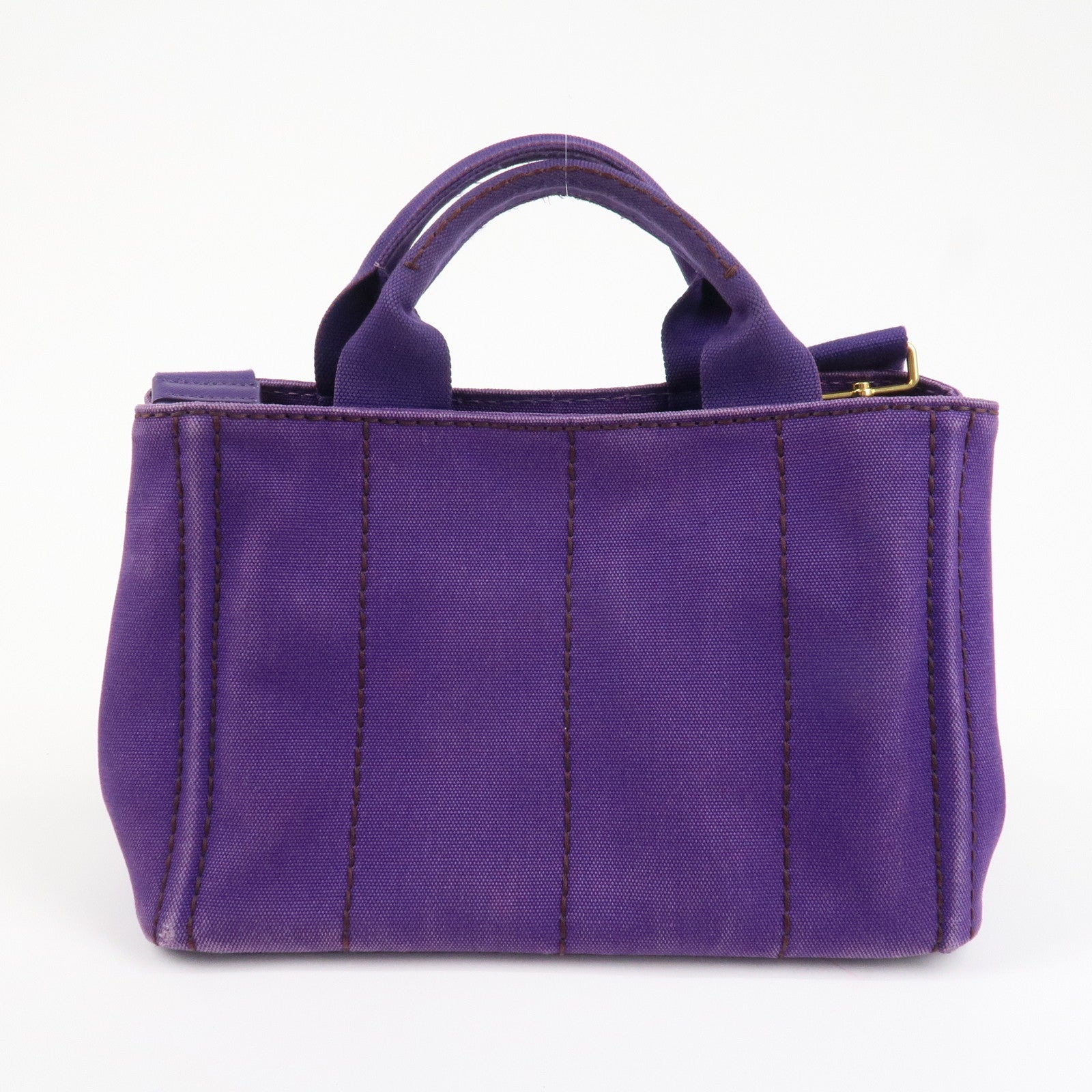 PRADA Logo Canapa Mini Canvas 2Way Tote Shoulder Bag Purple BN2439