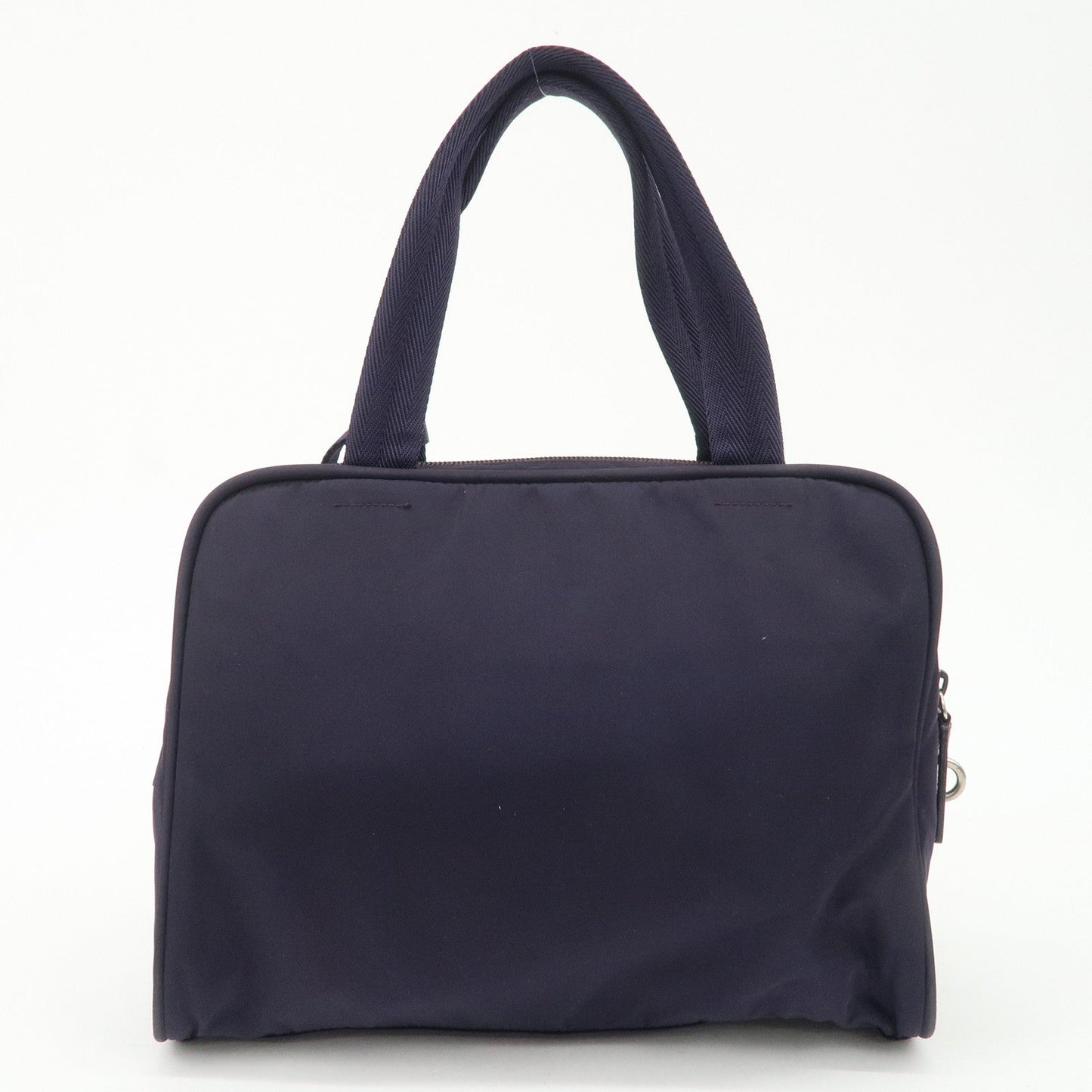 PRADA Triangle Logo Leather Nylon Hand Bag Purple B8495