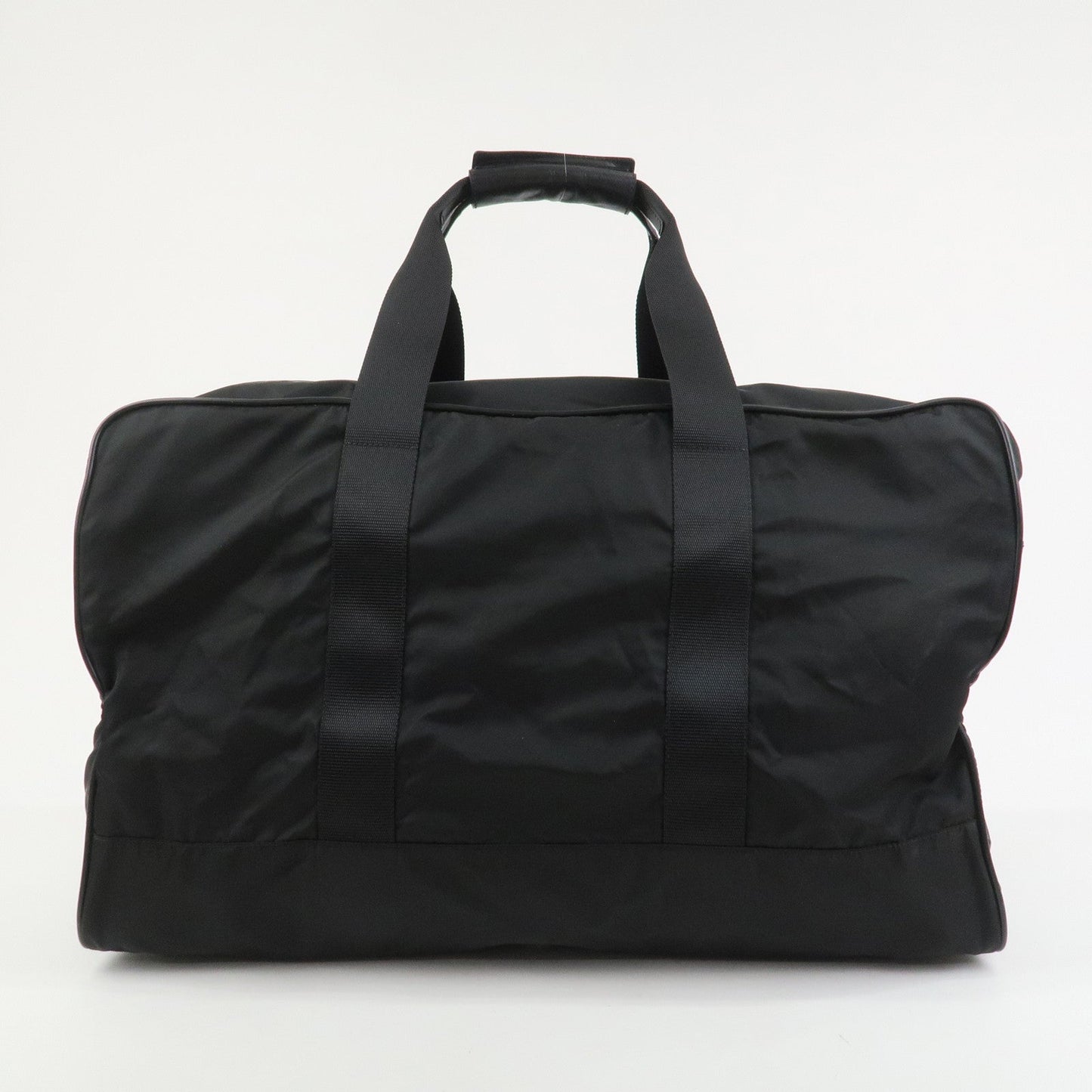 PRADA Triangle Logo Nylon Saffiano Leather Boston Bag Hand Bag