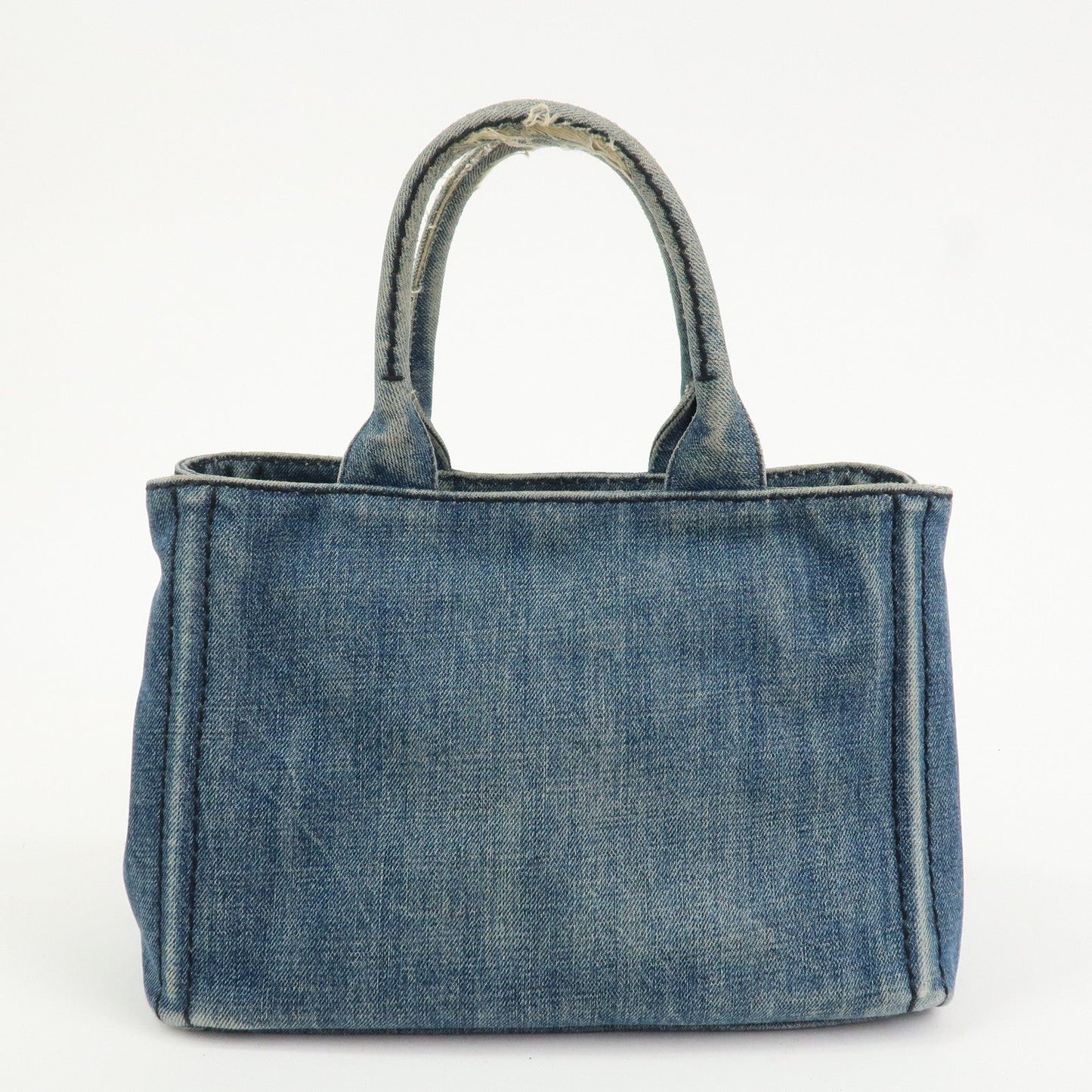 PRADA Logo Canapa Mini Denim 2Way Bag Hand Bag Shoulder Bag 1BG439