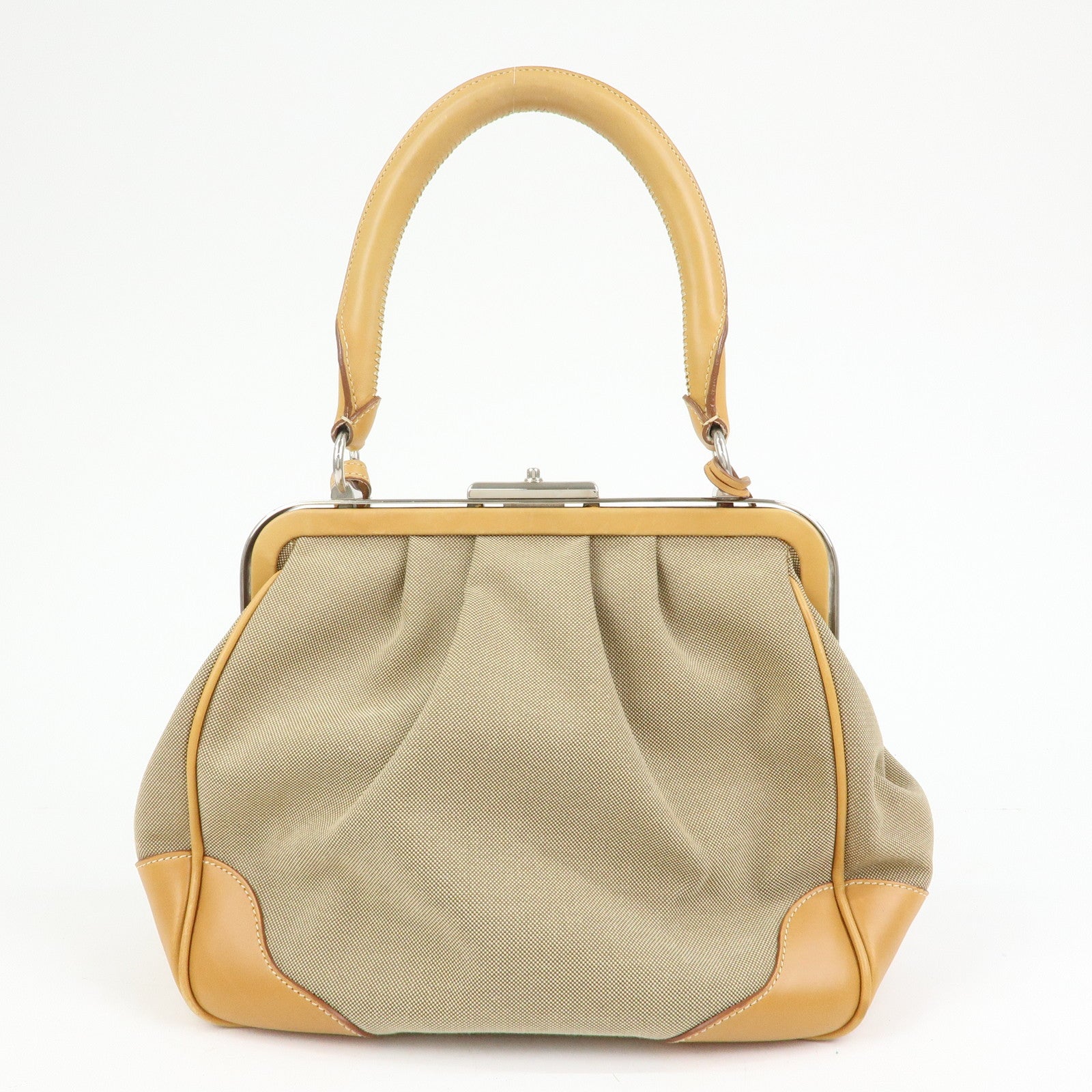 PRADA Logo Jacquard Leather Shoulder Bag Light Brown BR3481