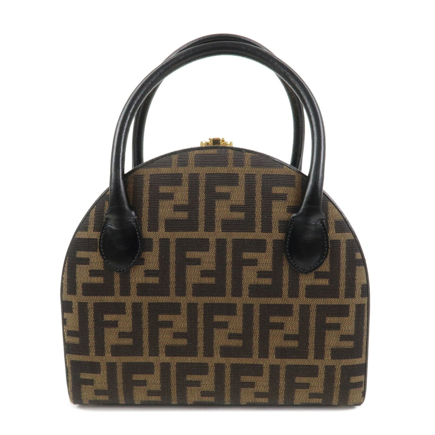 FENDI Zucca Canvas Leather 2Way Hand Bag Shoulder Bag Brown Black