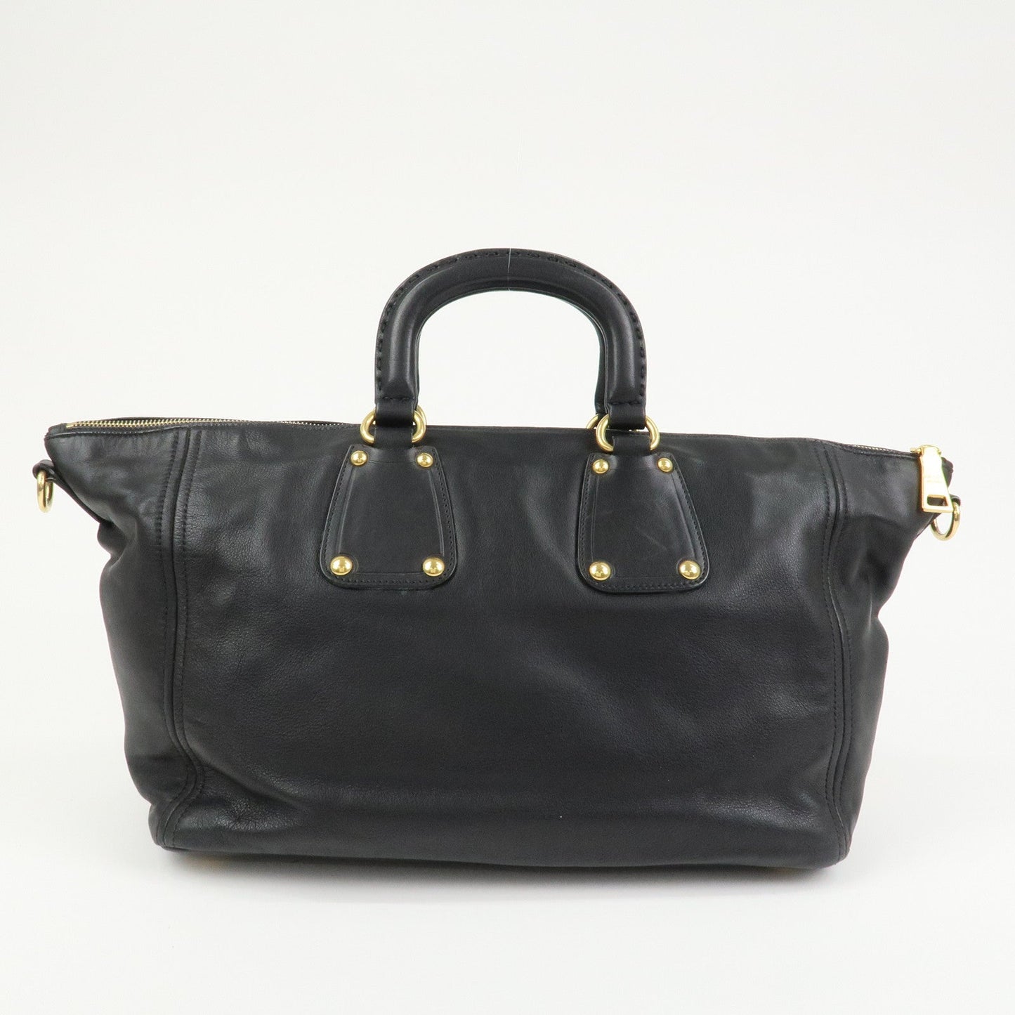 PRADA Triangle Logo Leather 2 Way Bag Hand Bag Shoulder Bag BL0685