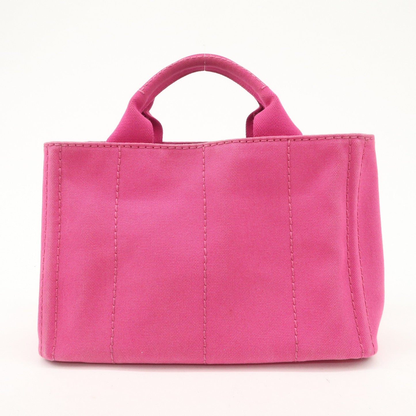 PRADA Logo Canapa Mini Canvas Tote Bag Hand Bag Pink BN2439