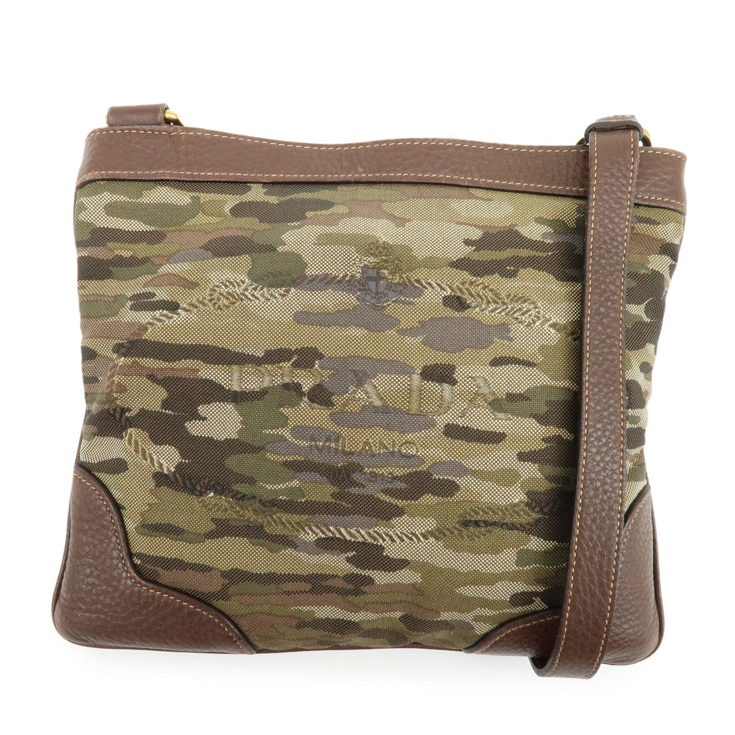 PRADA Logo Jacquard Leather Shoulder Bag Crossbody Bag Camouflage