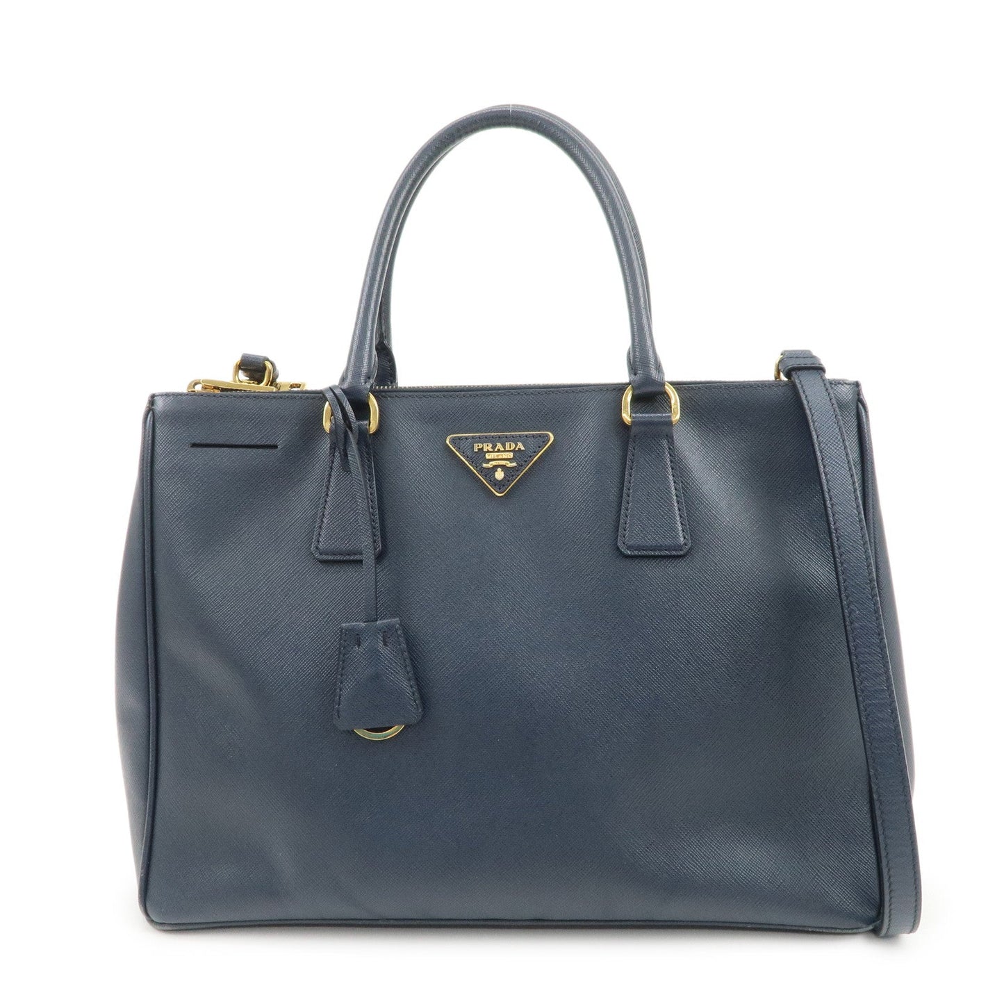 PRADA Galleria Saffiano Leather 2Way Bag Hand Bag Navy BN2274