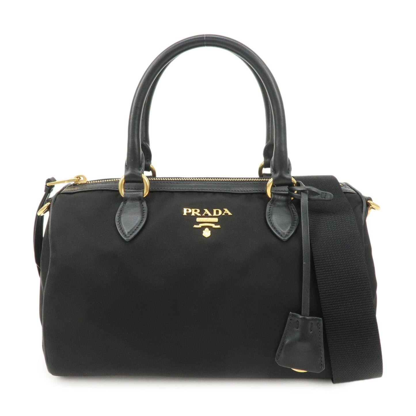 PRADA Nylon Leather 2Way Bag Hand Bag Shoulder Bag Black 1BA104