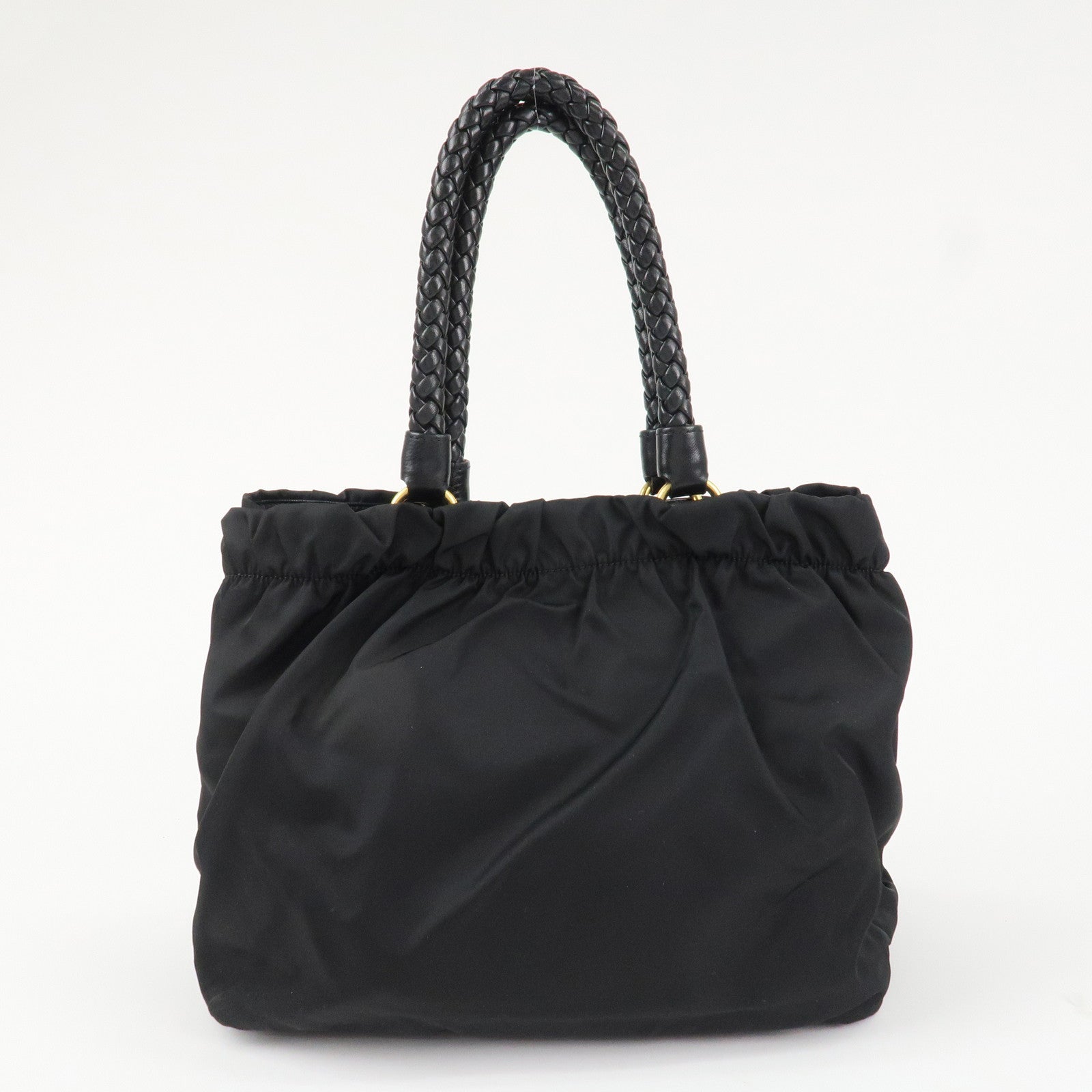 PRADA Logo Nylon Leather 2Way Bag Shoulder Bag Hand Bag Black BN1970